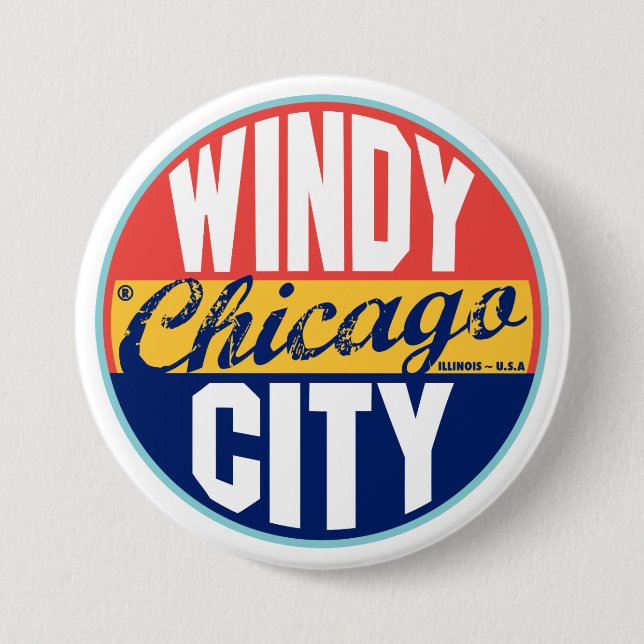 Chicago vintageetikett knapp (Framsida)