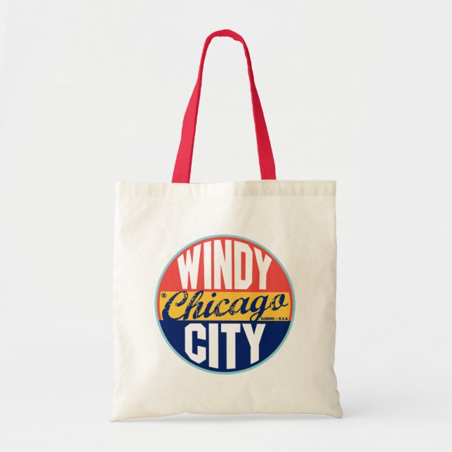 Chicago vintageetikett tygkasse (Framsidan)