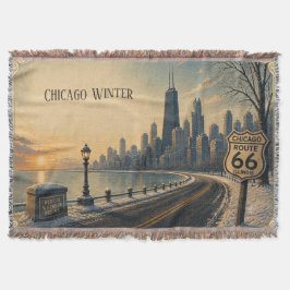 Chicago Vinter Route 66 Minnen Mysigt Filt