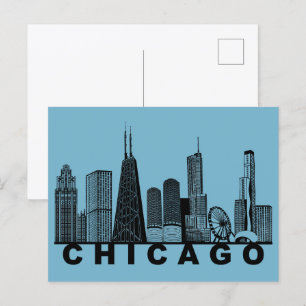 Chicago Vykort – Ikonisk Siluett av Stadssiluetten