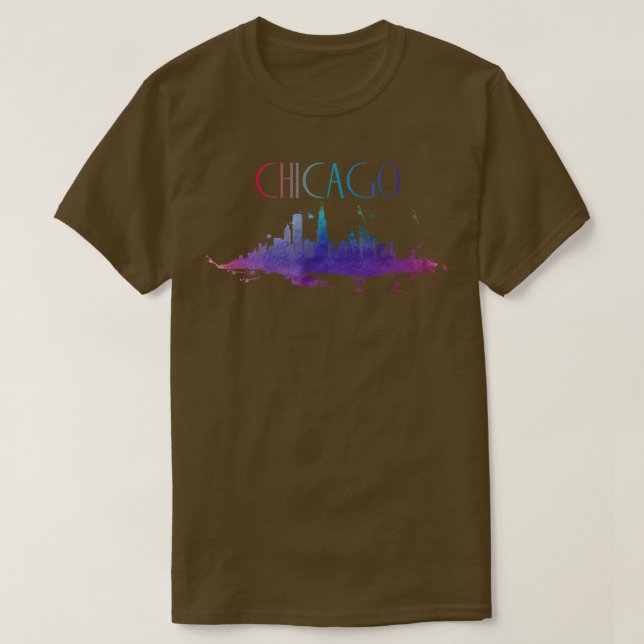 Chicago Watercolor Skyline TShirt T Shirt (Design framsida)