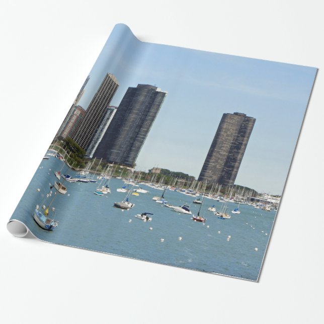 Chicago Waterfront Skyline Photo Presentpapper (Utrullad)