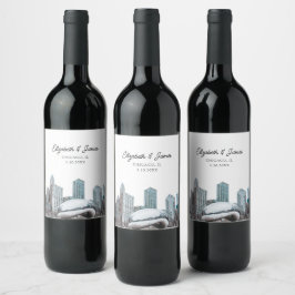 Chicago Wedding Favor Personlig Vinflaska Etikett