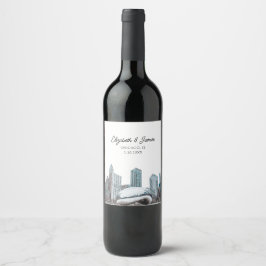 Chicago Wedding Favor Personlig Vinflaska Etikett