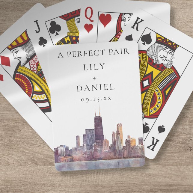 Chicago Wedding Perfect Pair Favor Casinokort (Chicago Wedding Perfect Pair Favor Poker Cards)