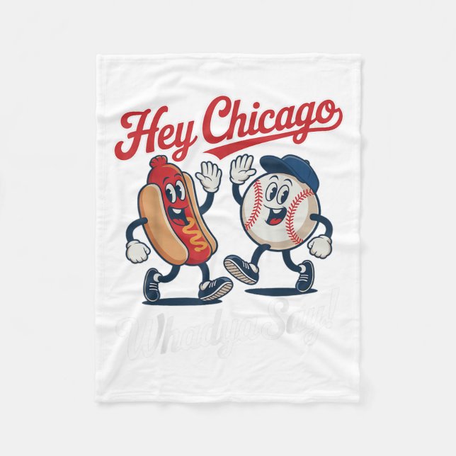 Chicago Whadya säger Funny Baseball Hett Hund 4:e Fleecefilt (Framsidan)