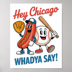 Chicago Whadya säger Funny Baseball Hett Hund 4:e Poster