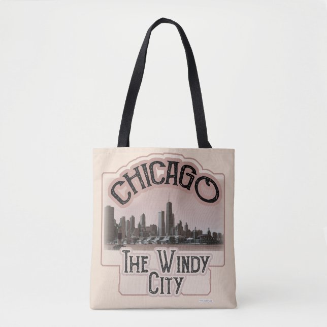 Chicago Windy City Design Epic Tourist Logotyp Tygkasse (Framsida)
