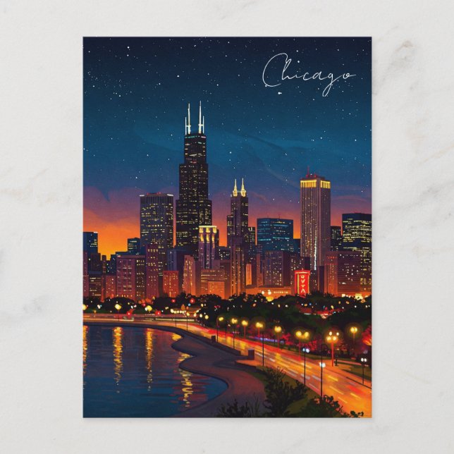 Chicago Windy City Postcard Vykort (Framsida)