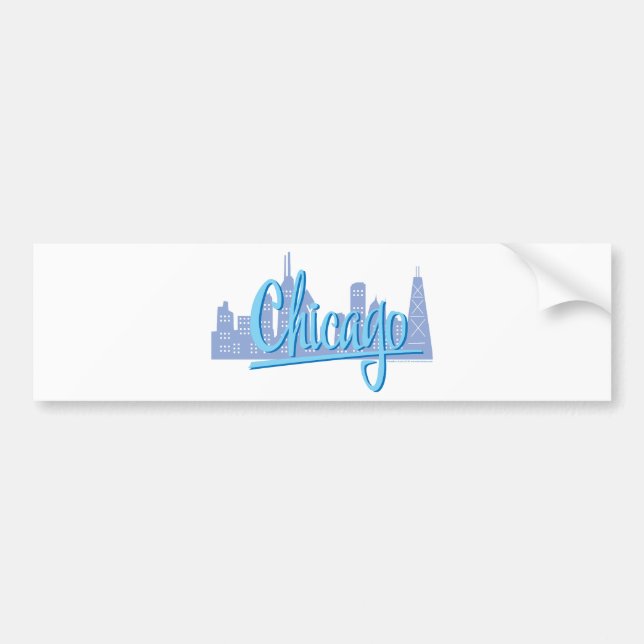 Chicago Windy City Siluett Bildekal (Framsidan)