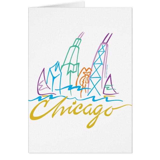 Chicago Windy City Siluett Hälsningskort (Framsidan)
