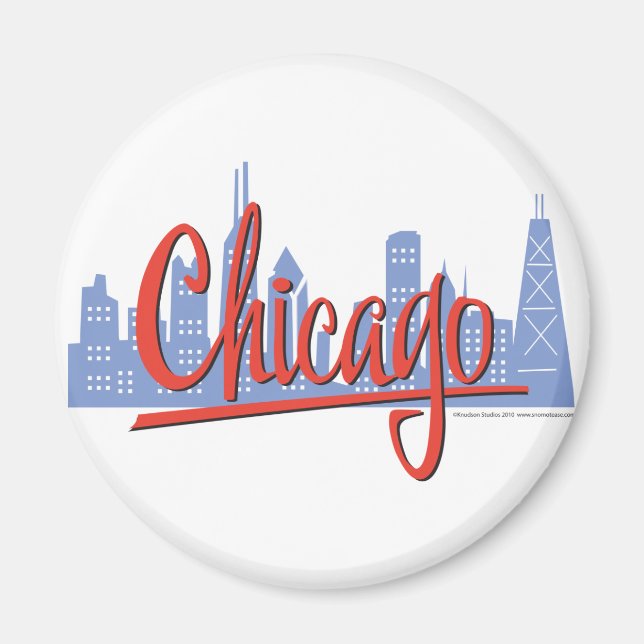 Chicago Windy City Siluett Magnet (Framsidan)