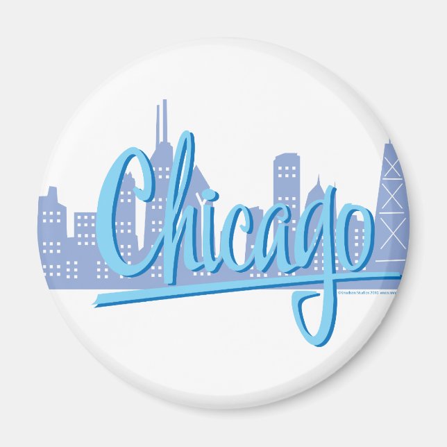 Chicago Windy City Siluett Magnet (Framsidan)