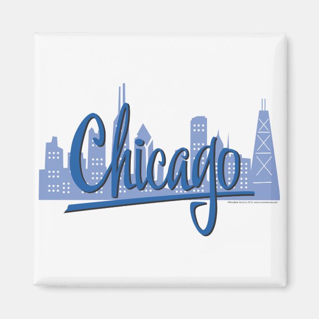Chicago Windy City Skyline Magnet (Framsidan)