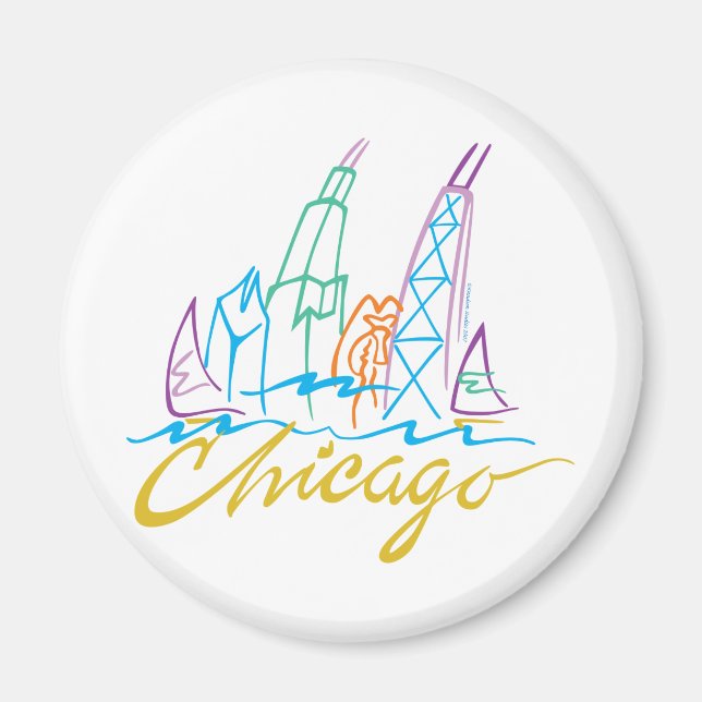 Chicago Windy City Skyline Magnet (Framsidan)