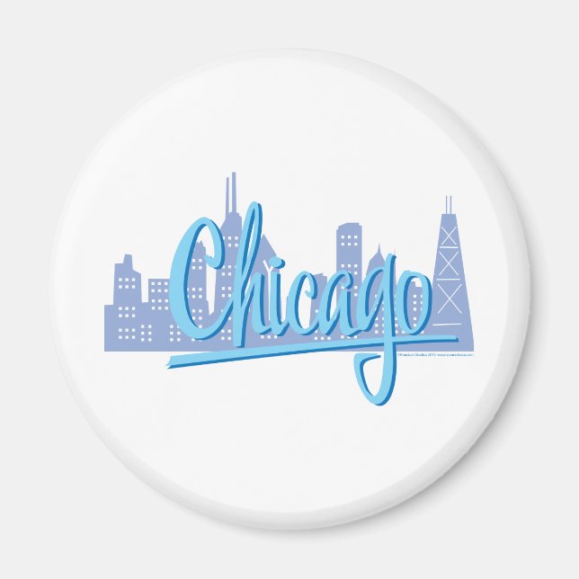 Chicago Windy City Skyline Magnet (Framsidan)