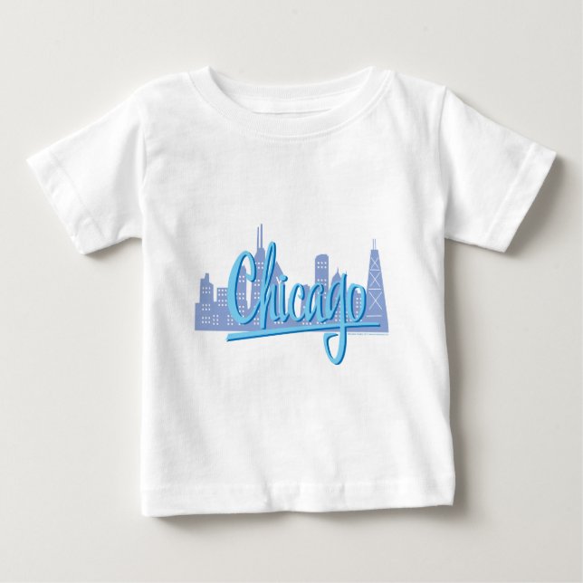 Chicago Windy City Skyline Tee Shirt (Framsida)