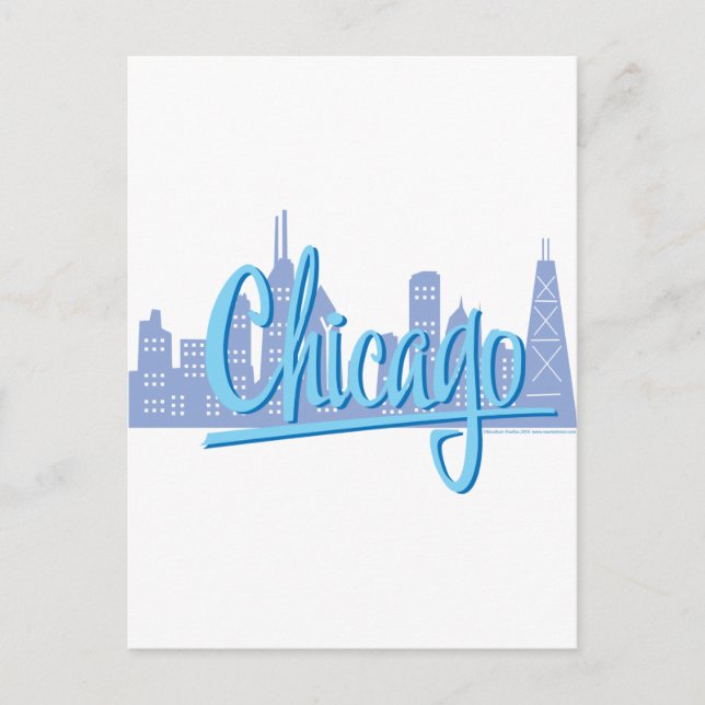 Chicago Windy City Skyline Vykort (Framsida)