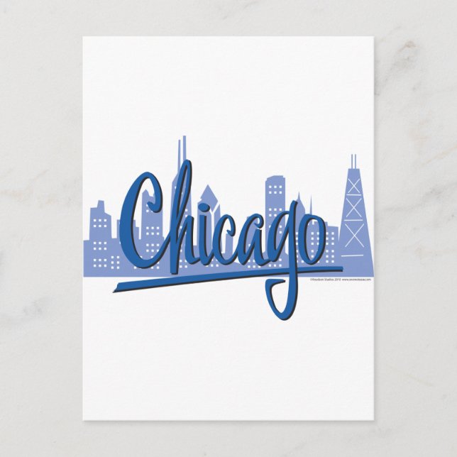 Chicago Windy City Skyline Vykort (Framsida)