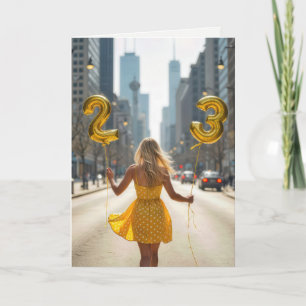 Chicago Woman With Birthday Balloons Kort