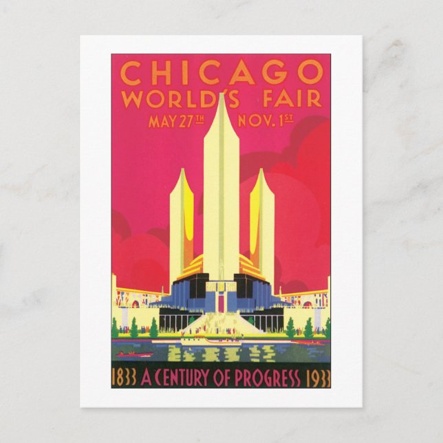 Chicago World's Fair 1833-1933 Vykort (Framsida)