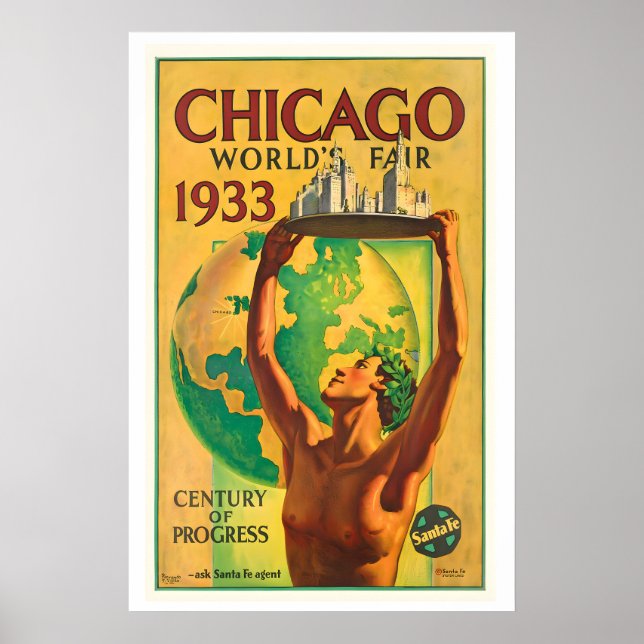 Chicago World's Fair 1933 Century of Progress Poster (Framsidan)
