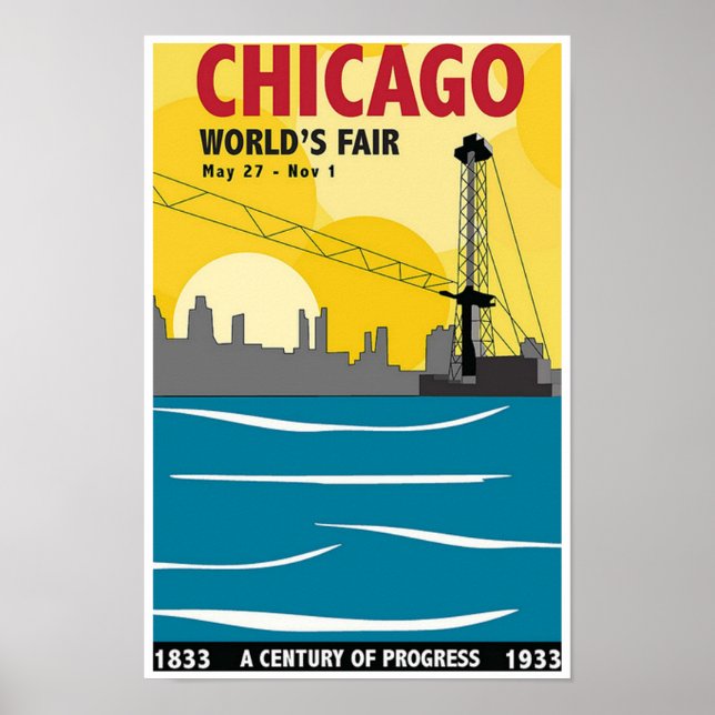 Chicago World's Fair 1933 Vintage affisch (Framsidan)