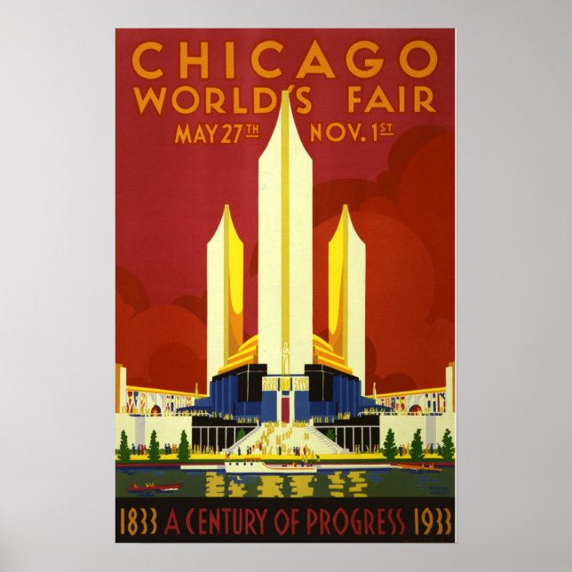 Chicago World's Fair 1933 Vintage affisch (Framsidan)
