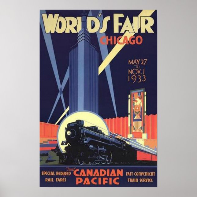 Chicago World's Fair 1933 Vintage affisch (Framsidan)