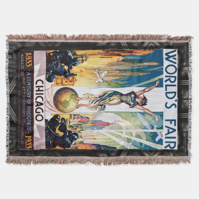 Chicago World's Fair 1933 Vintage affisch Filt (Framsidan)