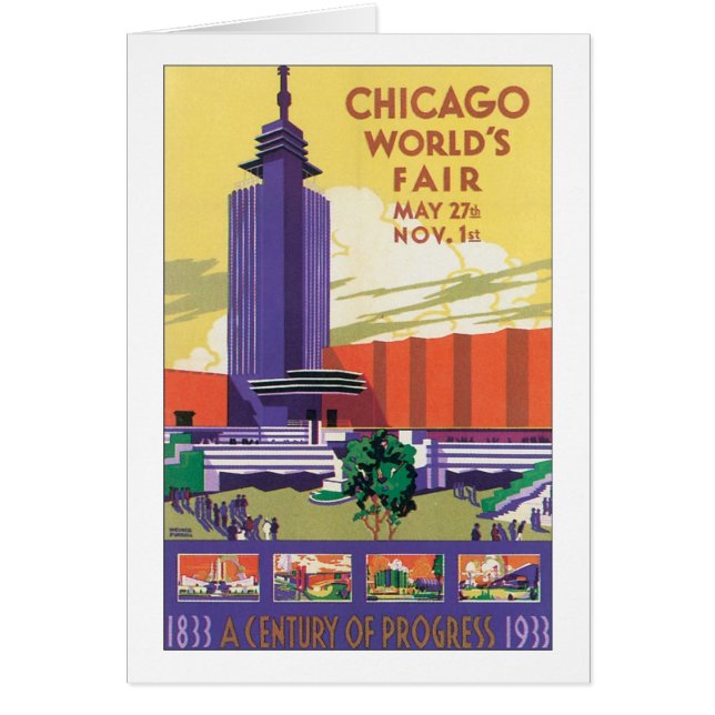 Chicago World's Fair Poster 1933 Hälsningskort (Framsidan)