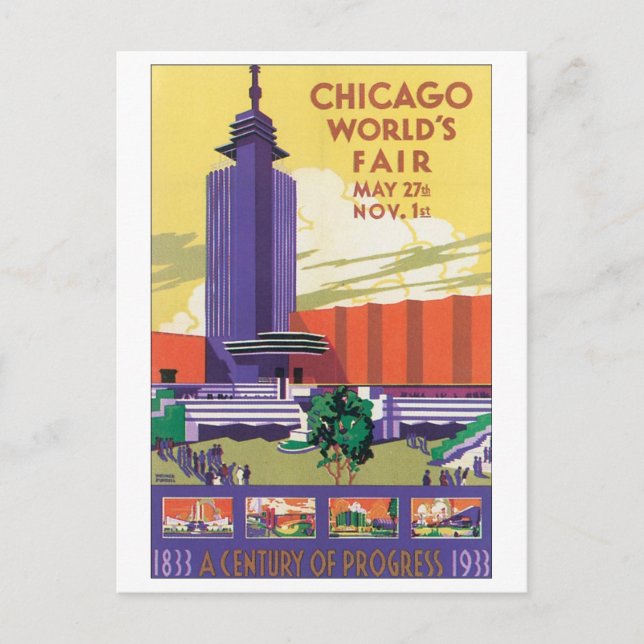 Chicago World's Fair Poster 1933 Vykort (Framsida)