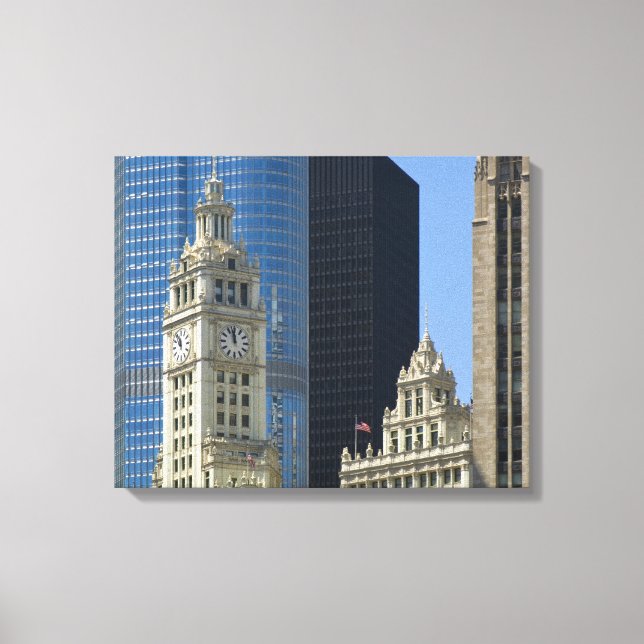 Chicago, Wrigley Bygger med Trump Hotel & Canvastryck (Framsida)