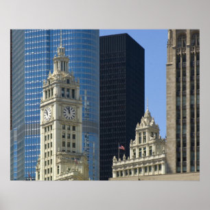 Chicago, Wrigley Bygger med Trump Hotel & Poster
