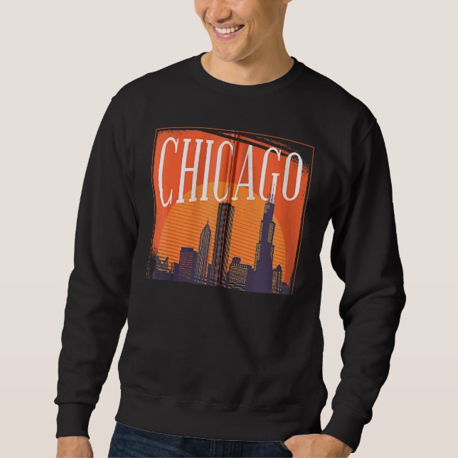 Chicago Zip Lång Ärmad Tröja (Framsida)