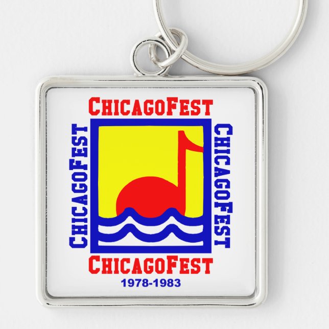 ChicagoFest, Chicago IL (1978-1983) Fyrkantig Silverfärgad Nyckelring (Framsidan)
