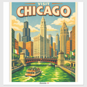 Chicagofloden Saint Patricks dag vykort Klistermärken