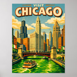 Chicagofloden Saint Patricks day vykort Poster