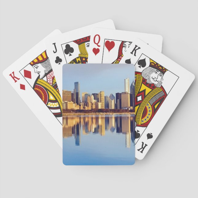 Chicagoskylin med reflektion casinokort (Baksidan)