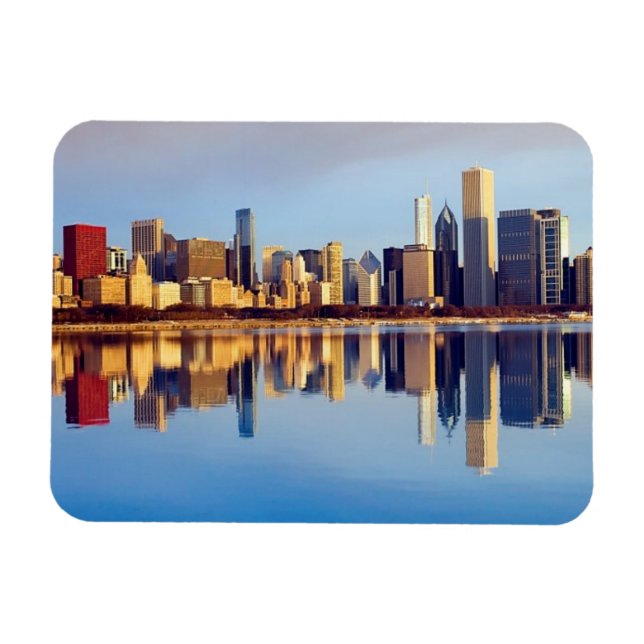 Chicagoskylin med reflektion magnet (Horisontell)