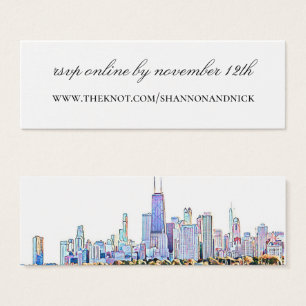 ChicagoSkyline Bröllop webbplats-visitkort Litet Visitkort
