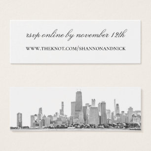 ChicagoSkyline Bröllop webbplats-visitkort Litet Visitkort