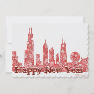 Chicagoskyline Gott nytt år snyggt vycard Julkort