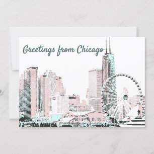 Chicagoskyline Helgdag snyggt vycard Julkort
