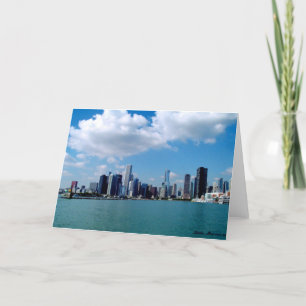 Chicagoskyline-vy från Navy Pier Kort