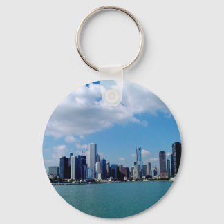 Chicagoskyline-vy från Navy Pier Nyckelring
