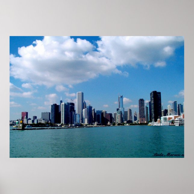 Chicagoskyline-vy från Navy Pier Poster (Framsidan)