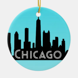 Chicagoskylinillustration Julgransprydnad Keramik