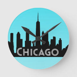 Chicagoskylinillustration Rund Klocka