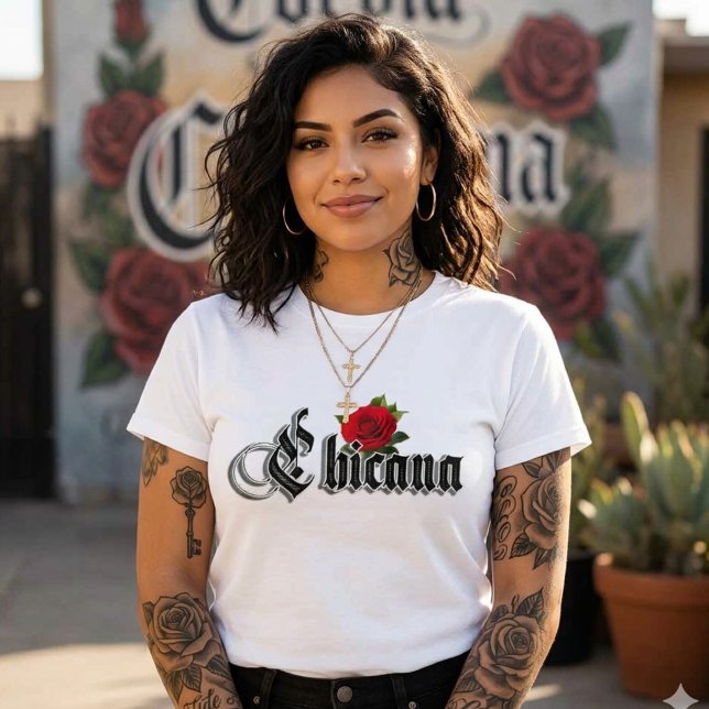 Chicana Red Rose skjorta  T Shirt (Chicana Red Rose shirt)